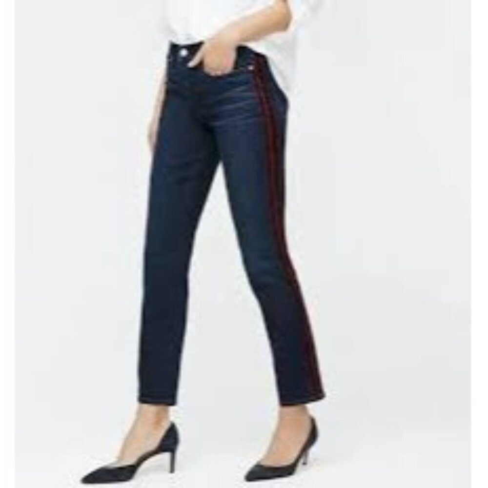 J CREW DENIM VINTAGE STRAIGHT VELVET STRIPEJEANS SIZE 27